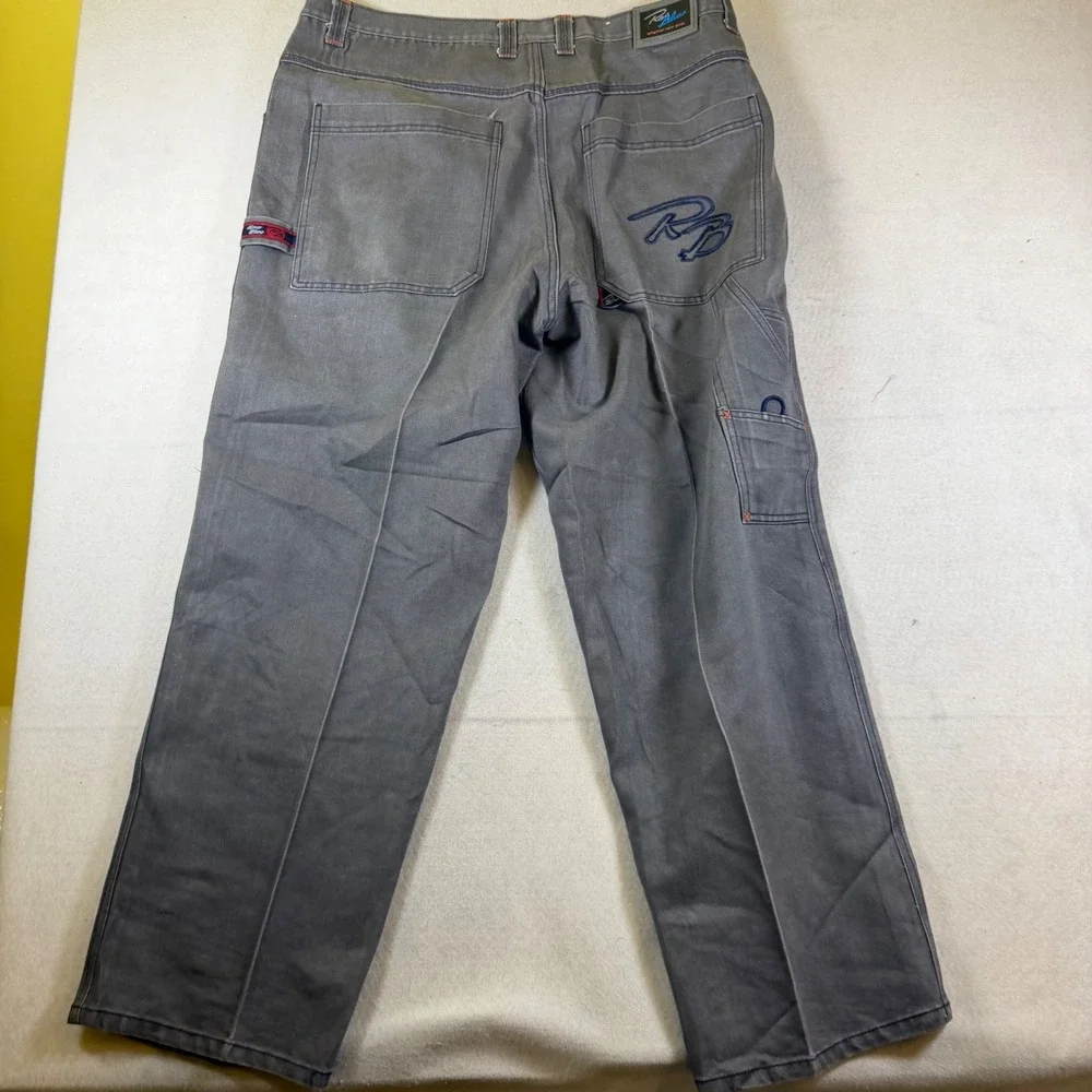 Raw Blue Dnm Company Mens Carpenter Jeans Grey Baggy Streetwear 44x34 Y2K Skater